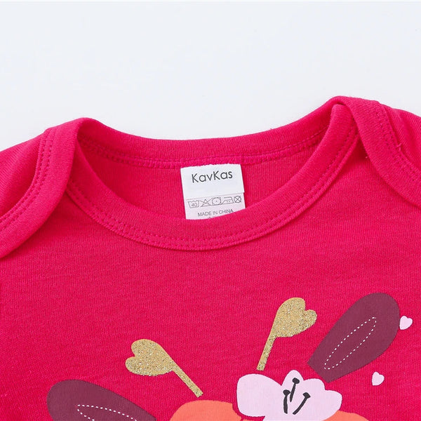 Kit Body Bebê Menina Manga Longa Estampa Cervo e Poá 3 Peças