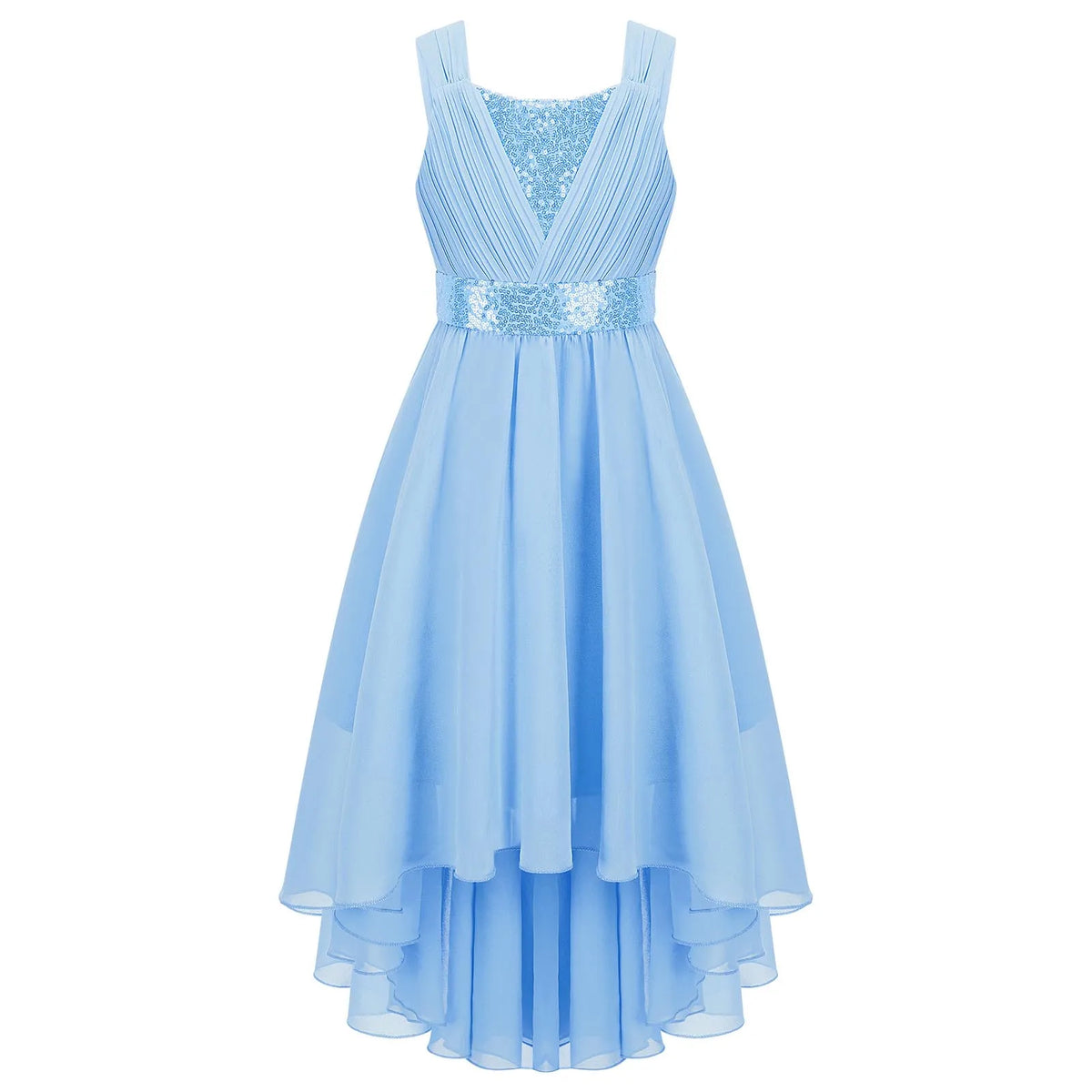 Vestido Infantil Menina Decote V Alças Largas Saia Mullet com Detalhe de Paetês
