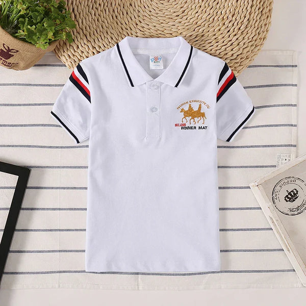 Camisa Polo Infantil Manga Curta com Gola Contrastante
