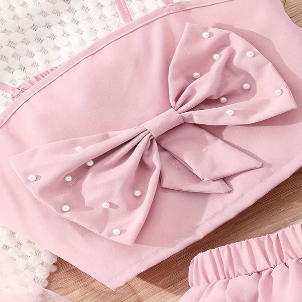 Conjunto Infantil Menina Top Alça Fina com Laço + Short com Detalhe nas Laterais 2 Peças