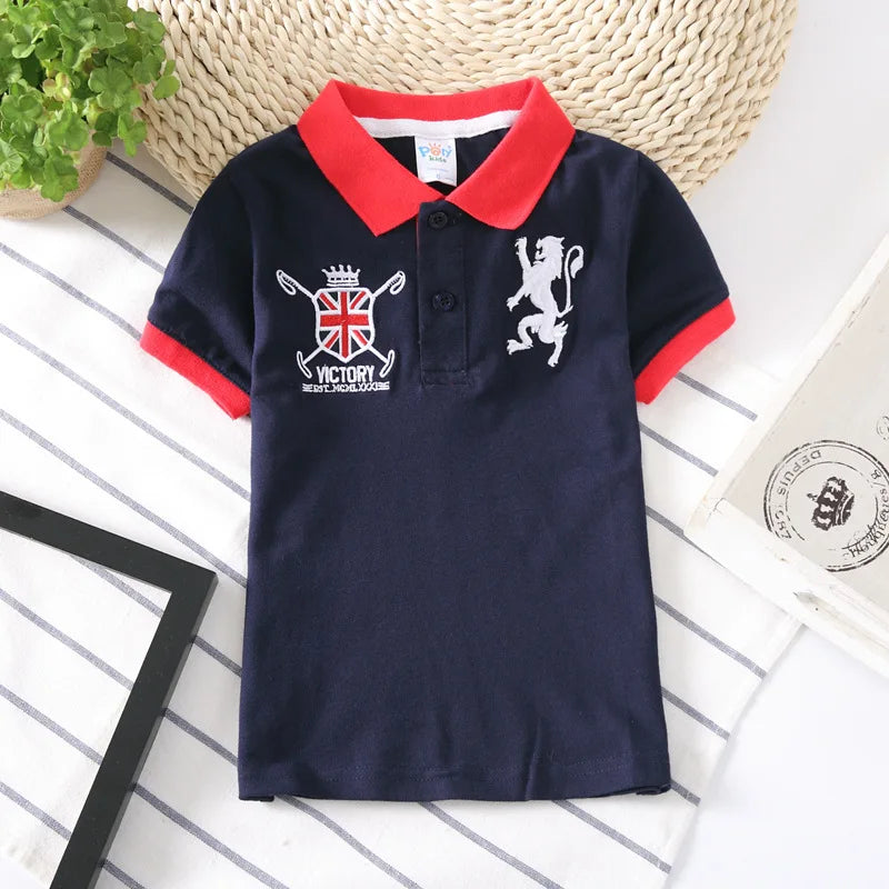 Camisa Polo Infantil Manga Curta com Gola Contrastante