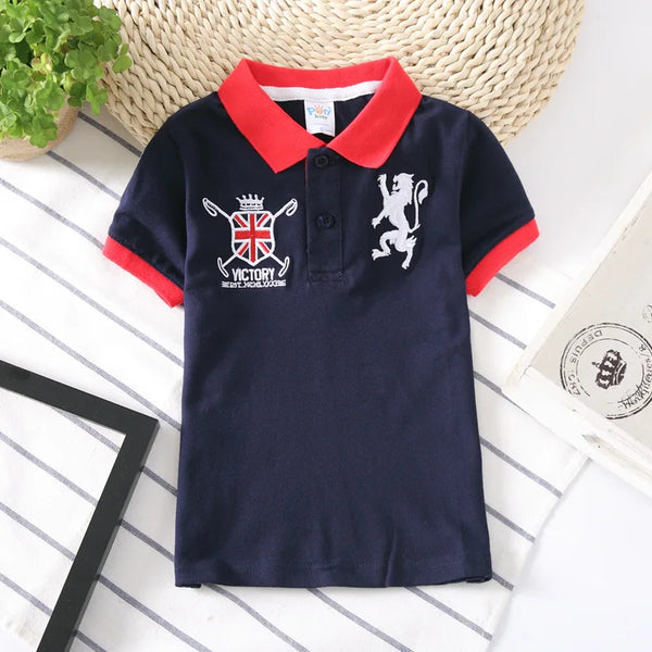 Camisa Polo Infantil Manga Curta com Gola Contrastante