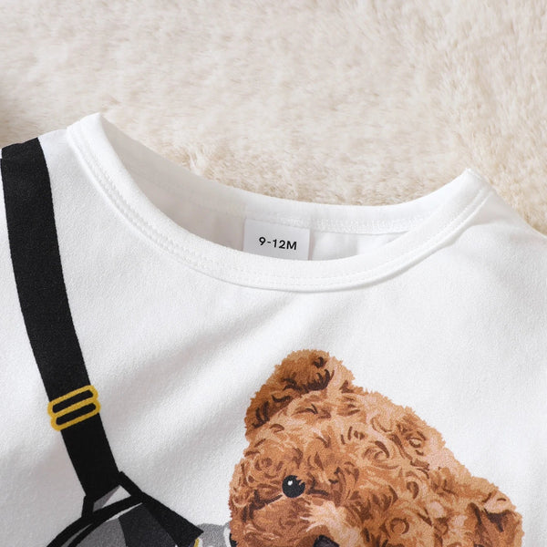 Conjunto Infantil Menino 2 Peças Blusa Manga Longa Estampa Urso e Calça Camuflada