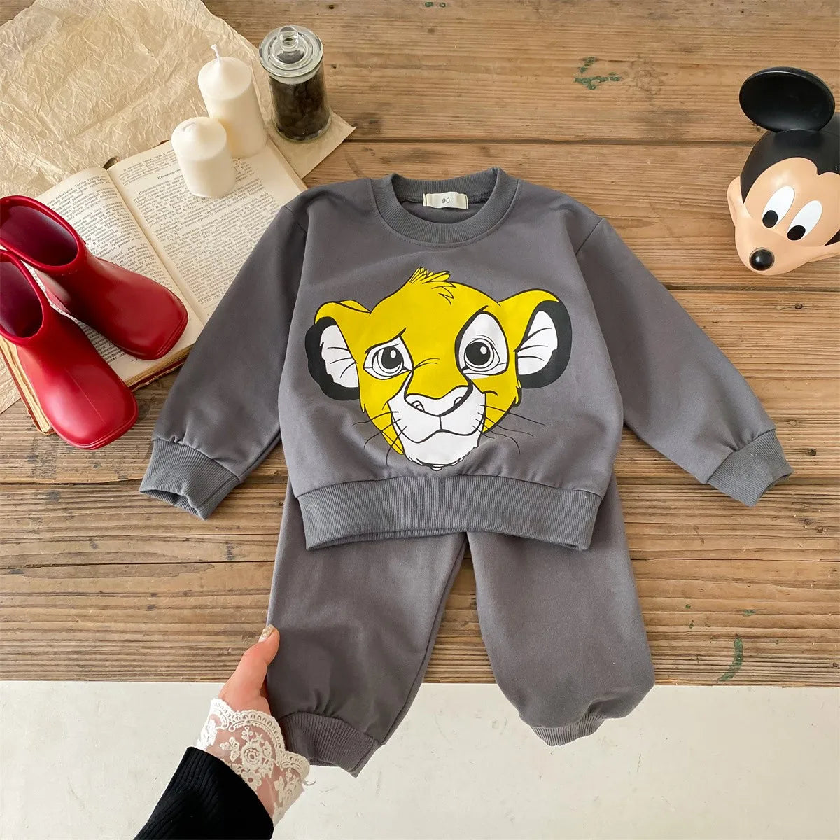 Conjunto Moletom Infantil Blusa e Calça Jogger Estampa Leão