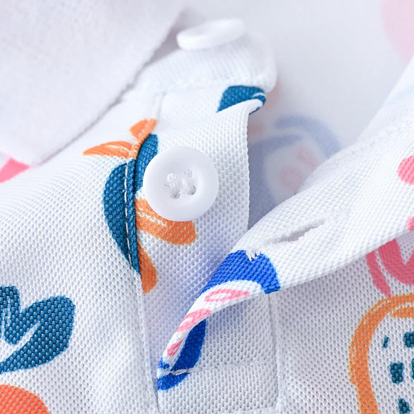 Camisa Polo Infantil Manga Curta Estampada Abstrata com Gola