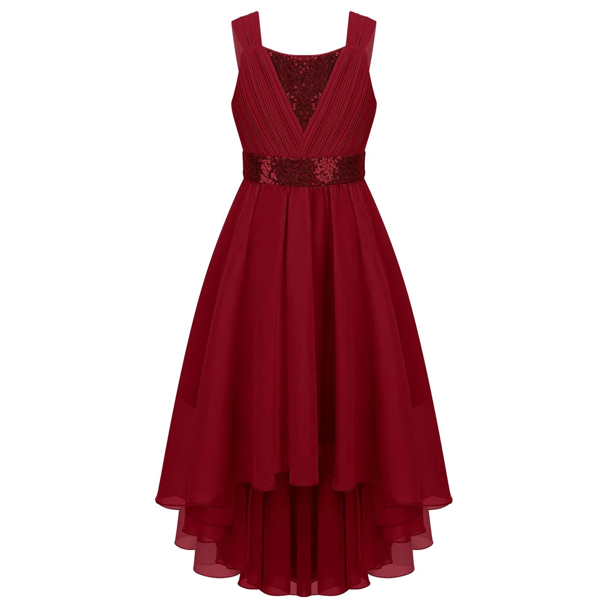 Vestido Infantil Menina Decote V Alças Largas Saia Mullet com Detalhe de Paetês