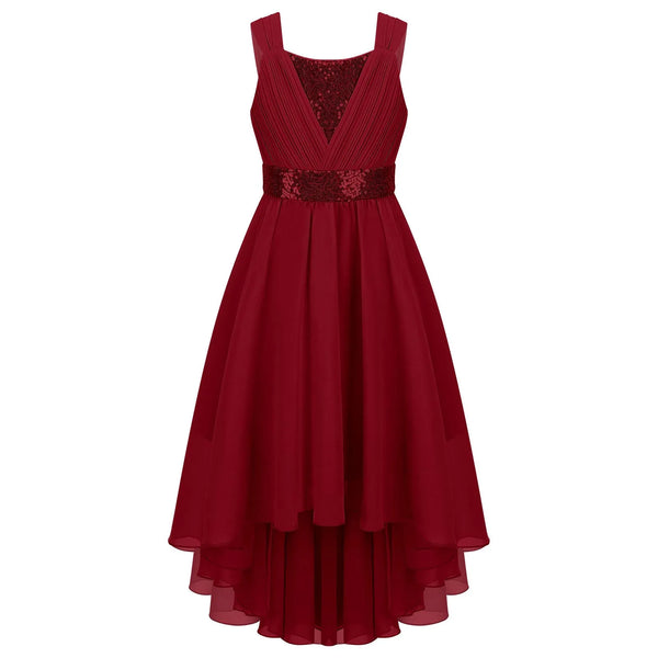 Vestido Infantil Menina Decote V Alças Largas Saia Mullet com Detalhe de Paetês