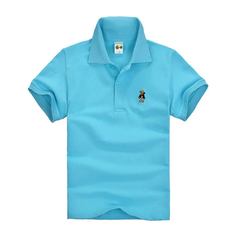 Camisa Polo Infantil Manga Curta Lisa com Gola  e Botões