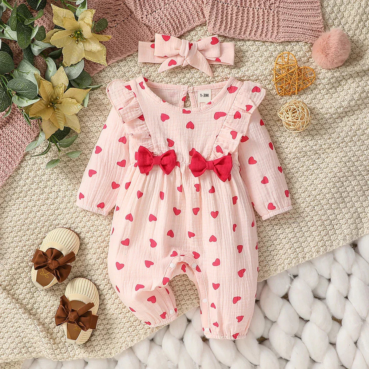 Macacão Floral Bebê Menina com Laços e Faixa – Tecido Musselina de Algodão
