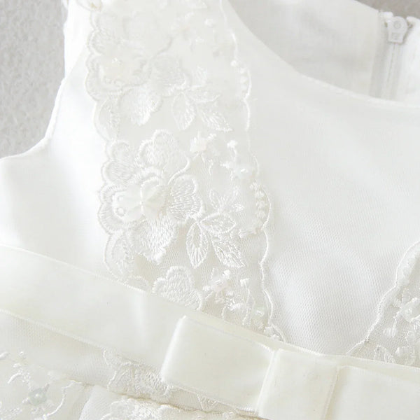 Vestido Bebê Menina Renda com Saia de Tule em Camadas e Cintura Marcada