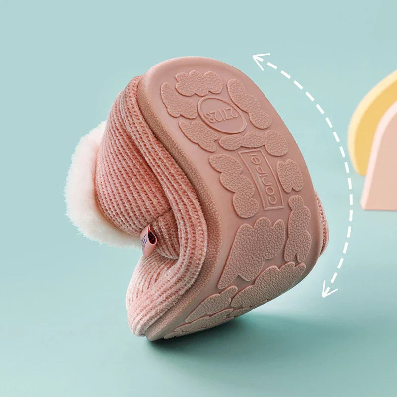 Pantufa Bebê Unissex de Pelúcia com Bordado E Forrada para Inverno