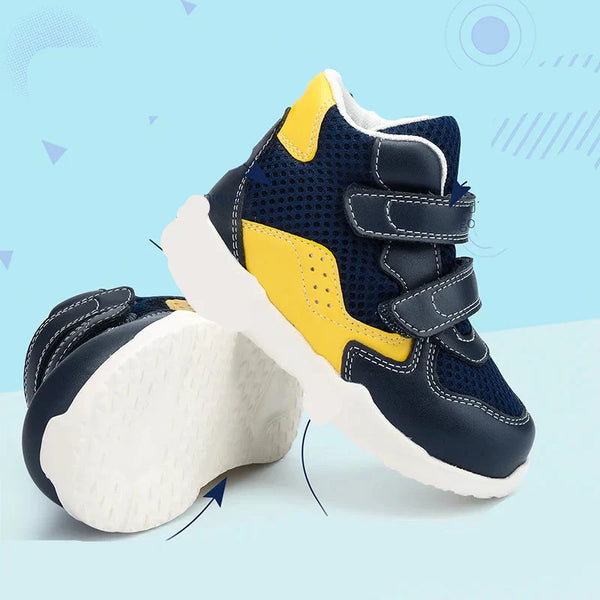 Tênis Cano Alto Infantil Menino em Mesh com Velcro Duplo Estilo Esportivo