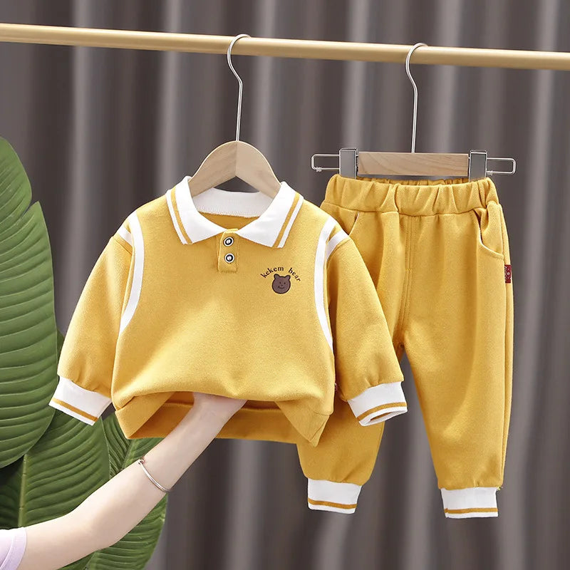 Conjunto Infantil Masculino Look Casual Gola Polo e Calça Jogger 2 Peças