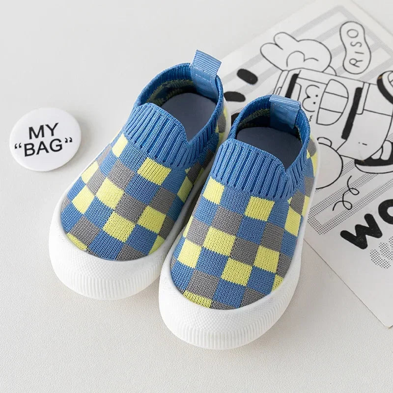 Tênis Infantil Slip On Xadrez Quadriculado com Solado Borracha