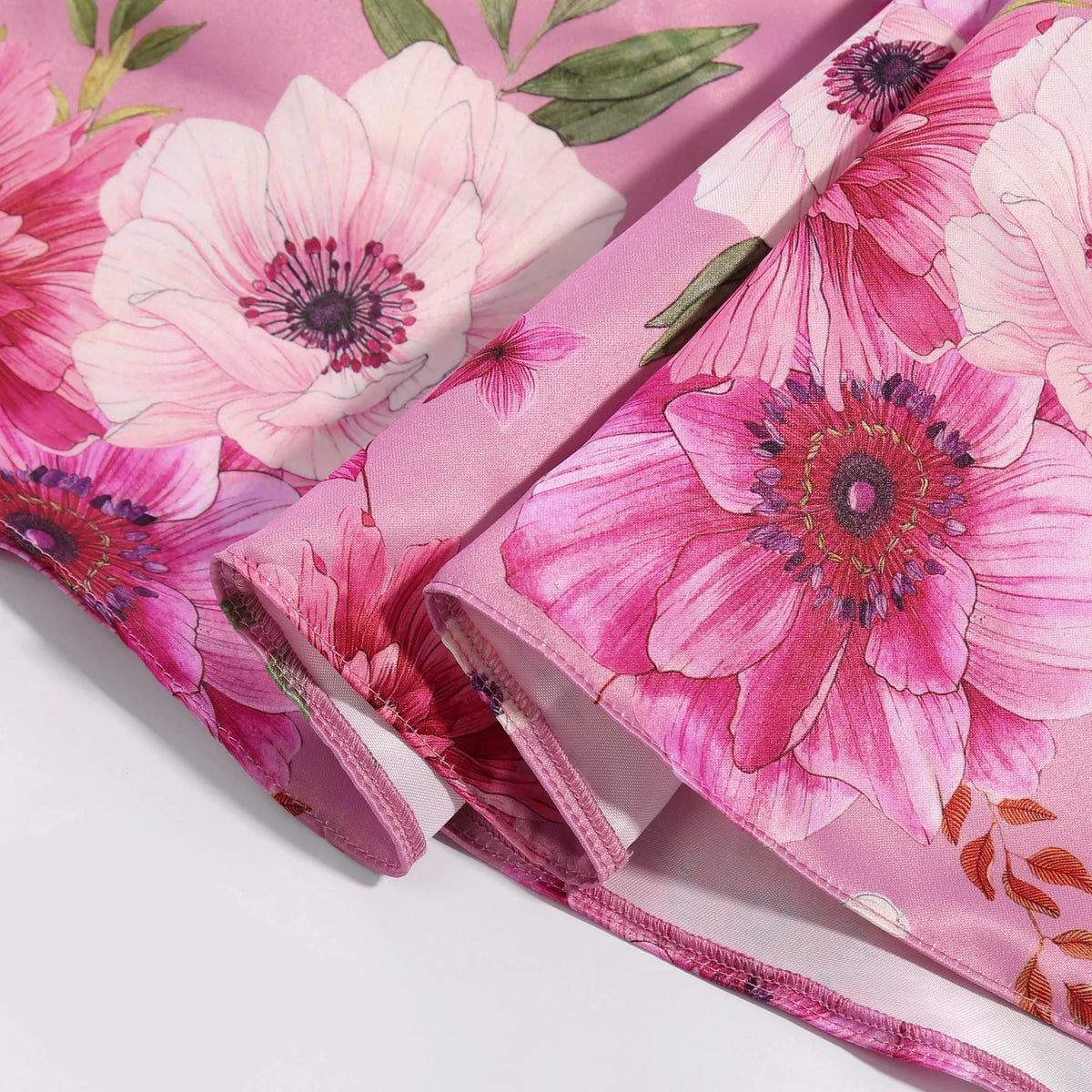 Vestido Infantil Menina de Festa Estampa Floral com Laço na Cintura e Saia Rodada