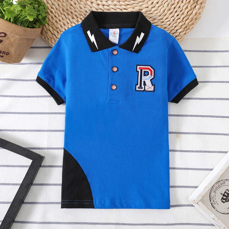 Camisa Polo Infantil Manga Curta com Gola Contrastante