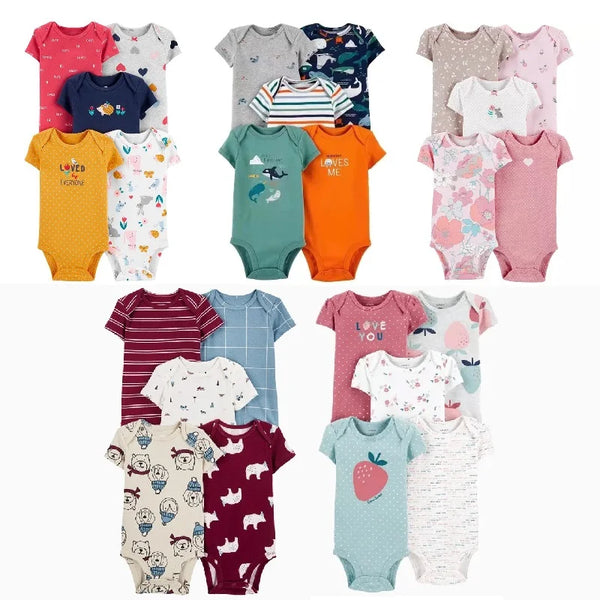 Kit Bodies Bebê Menina Manga Curta Para Enxoval 5 Peças