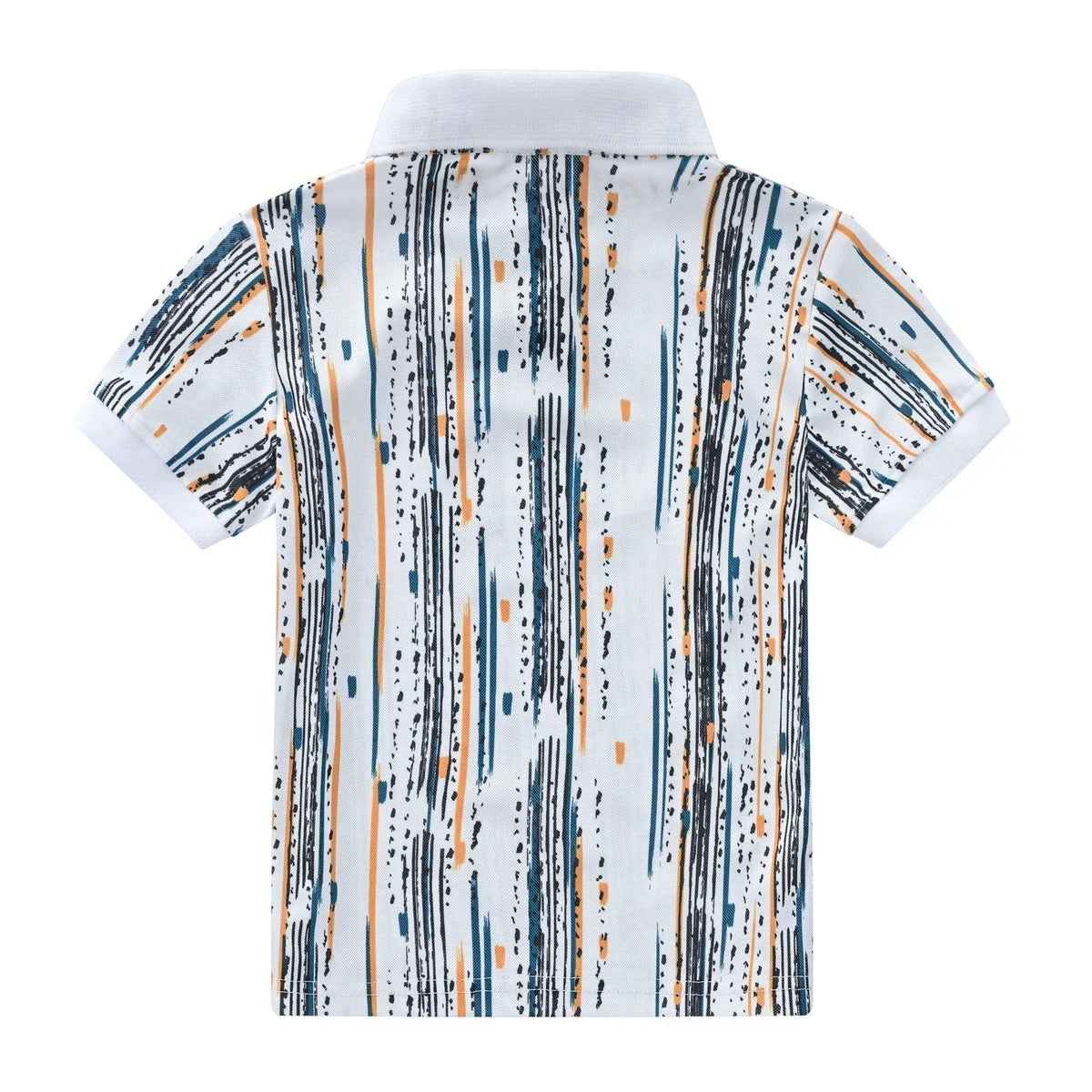 Camisa Polo Infantil Manga Curta Estampada Abstrata com Gola