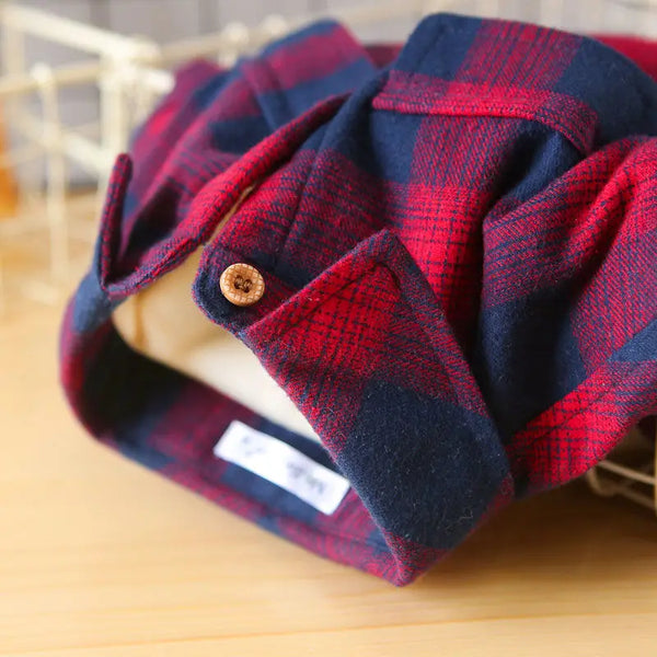 Camisa Xadrez Infantil  Manga Longa com Botões e Bolsos Frontais