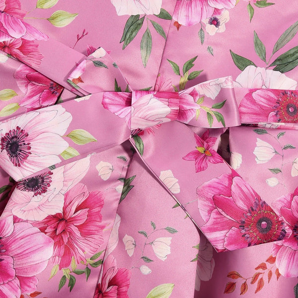 Vestido Infantil Menina de Festa Estampa Floral com Laço na Cintura e Saia Rodada