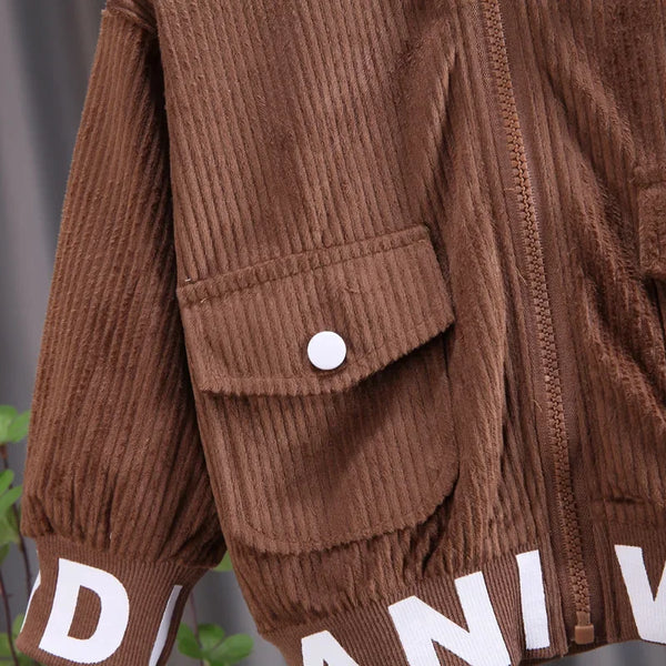 Conjunto Infantil Preto Jaqueta com Gola Alta Streetwear + Calça Jogger com Bolso Lateral
