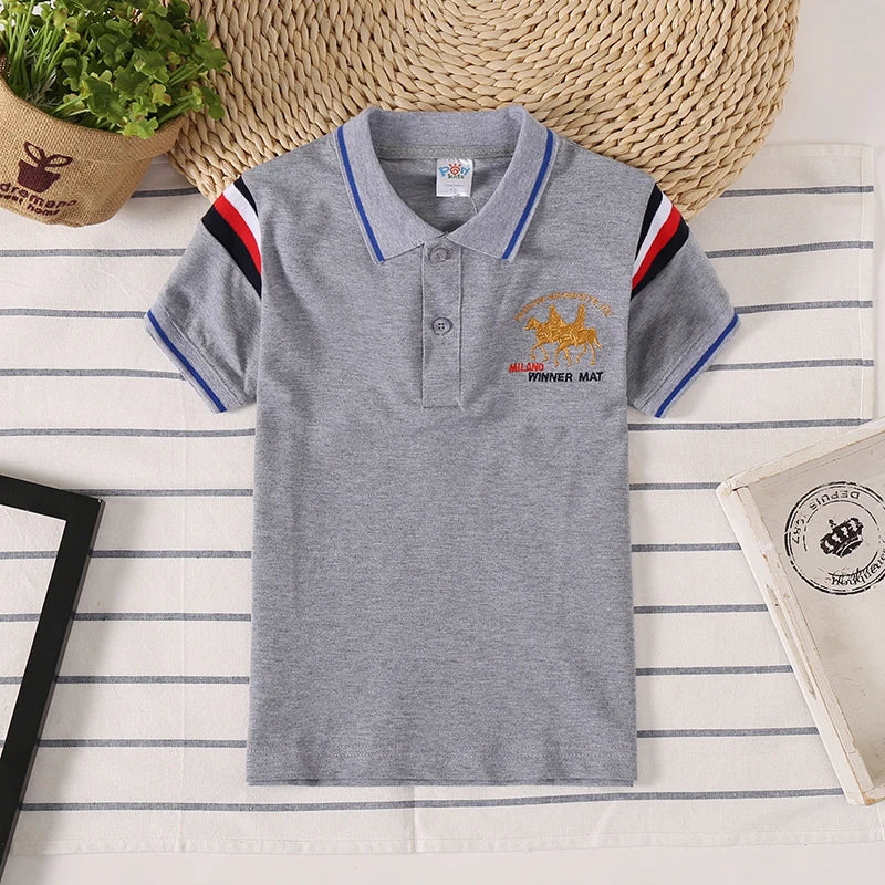 Camisa Polo Infantil Manga Curta com Gola Contrastante