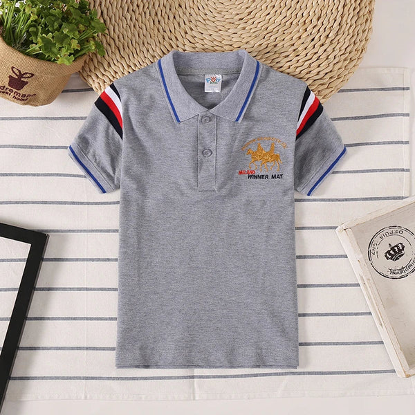 Camisa Polo Infantil Manga Curta com Gola Contrastante