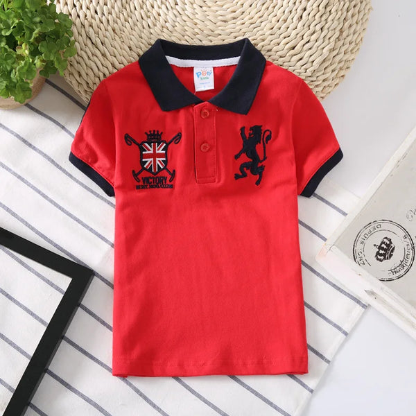 Camisa Polo Infantil Manga Curta com Gola Contrastante