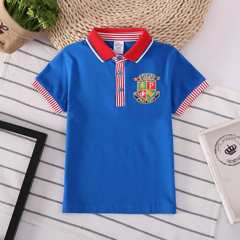 Camisa Polo Infantil Manga Curta com Gola Contrastante