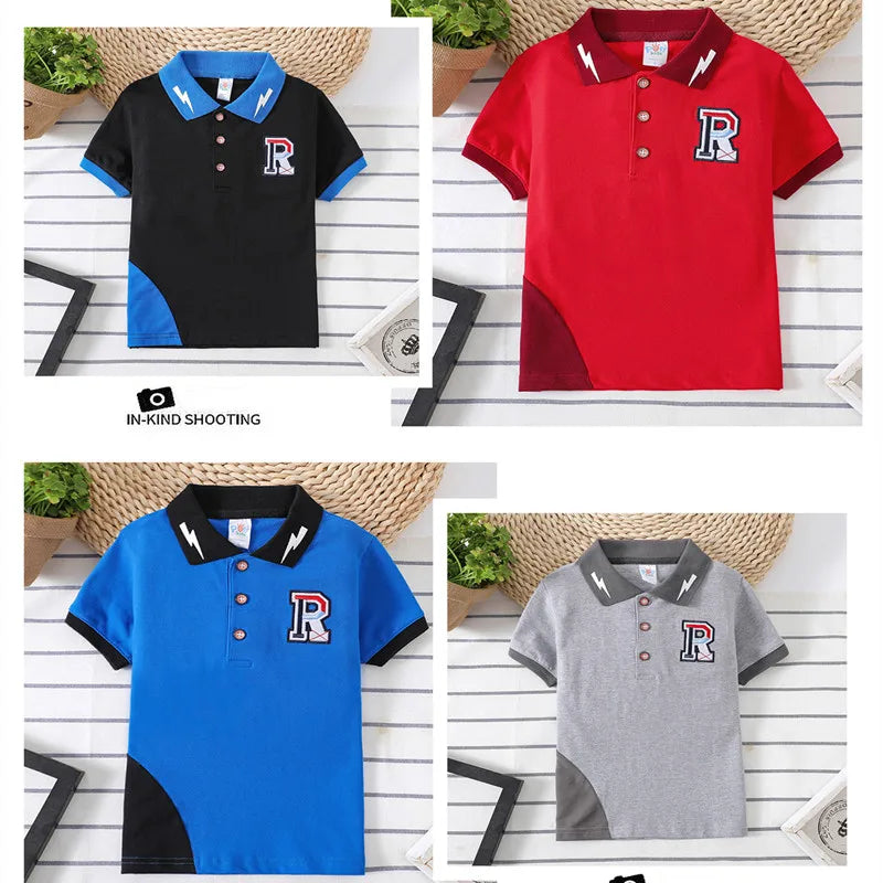 Camisa Polo Infantil Manga Curta com Gola Contrastante