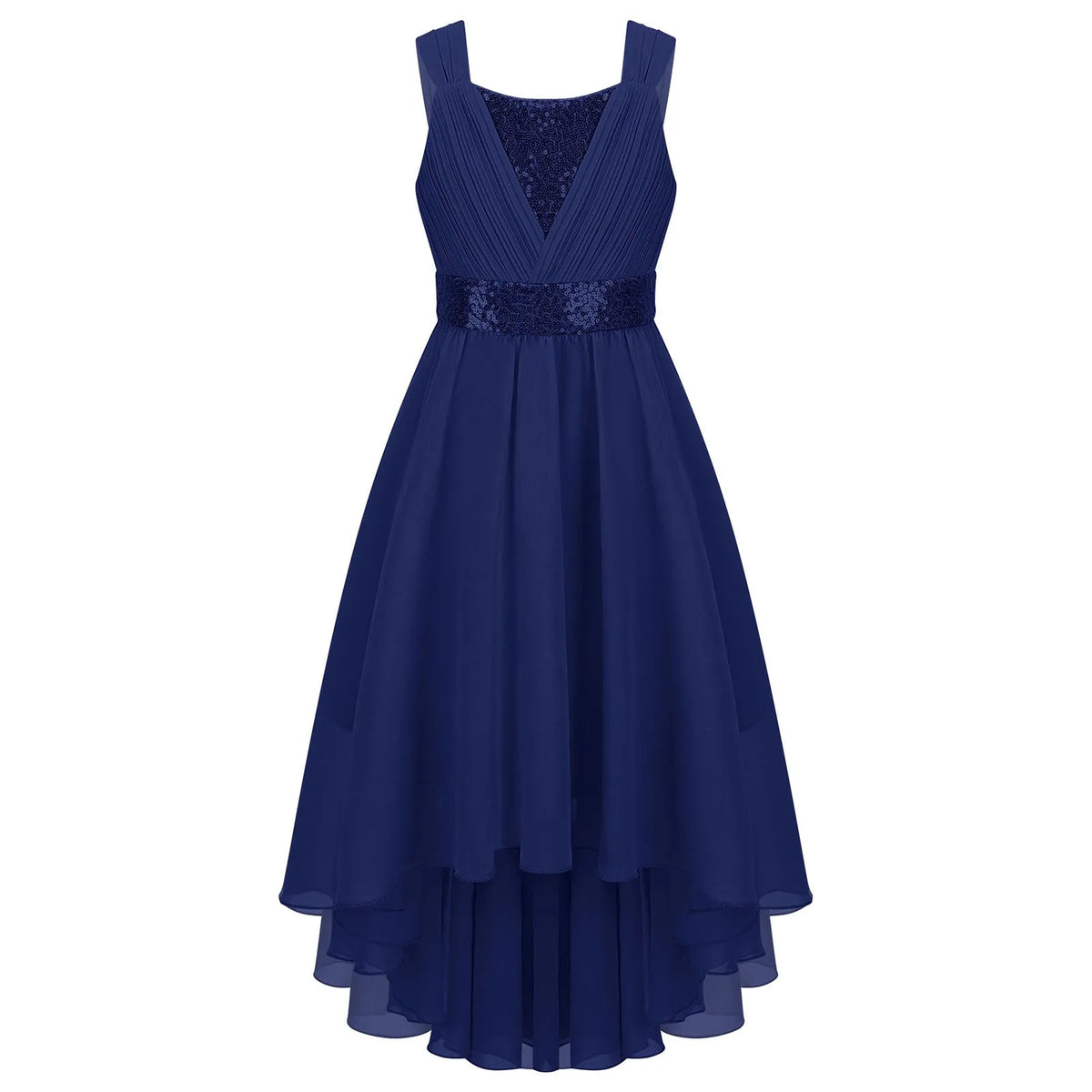 Vestido Infantil Menina Decote V Alças Largas Saia Mullet com Detalhe de Paetês