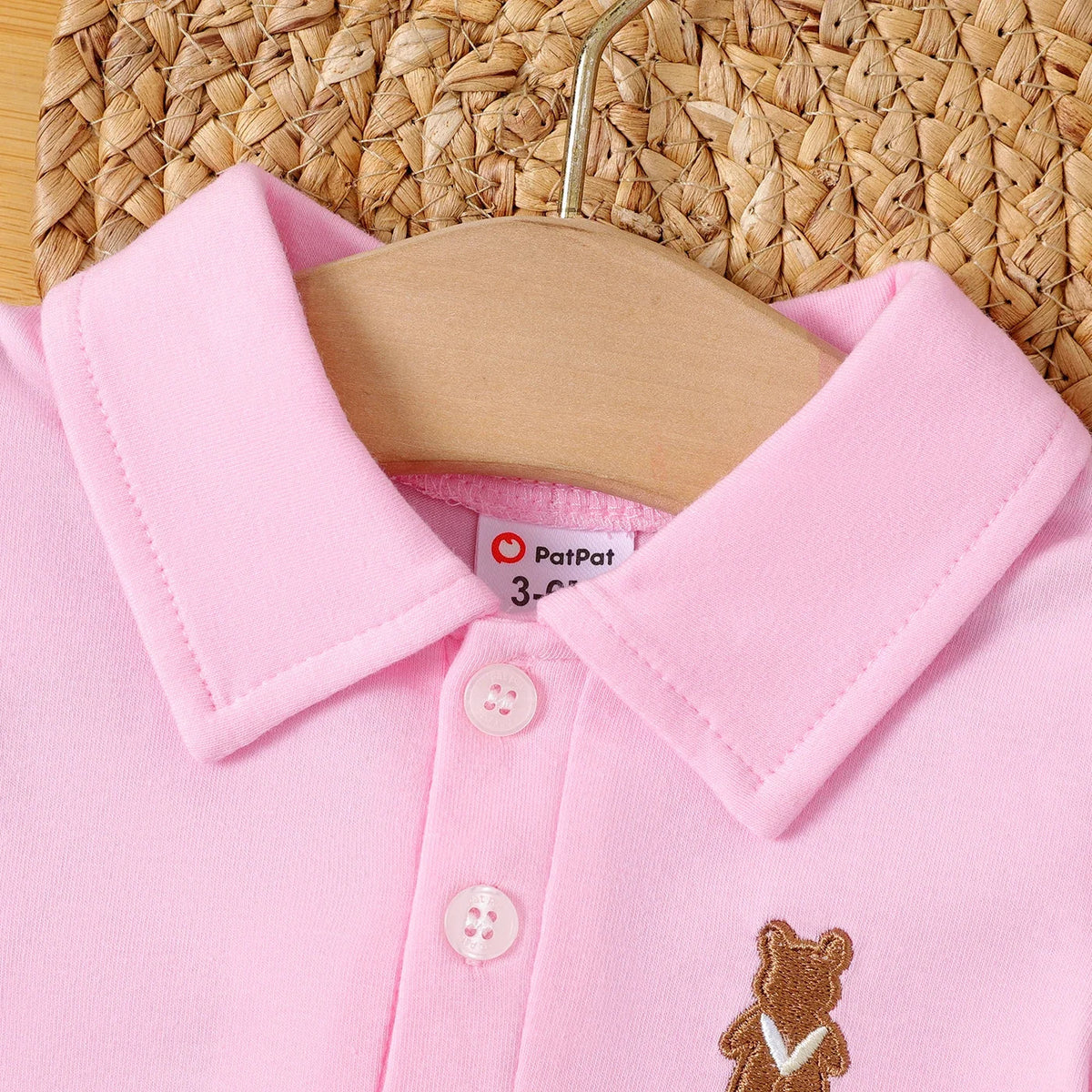Vestido Bebê Menina Gola Polo Manga Curta Saia Plissada com Botões Rosa