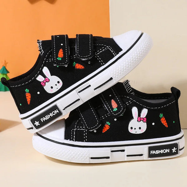 Tênis Infantil Menina com Velcro Duplo e Estampa Coelhinho