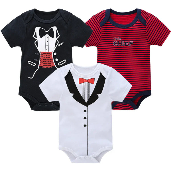 Kit 3 Bodies Bebê Manga Curta Estampas Variadas 3 Peças