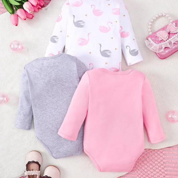 Kit Bodies Bebê Menina Manga Longa Inverno 3 Peças