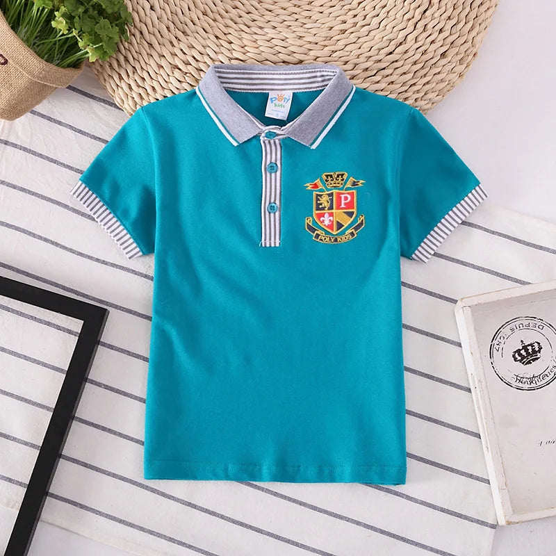 Camisa Polo Infantil Manga Curta com Gola Contrastante