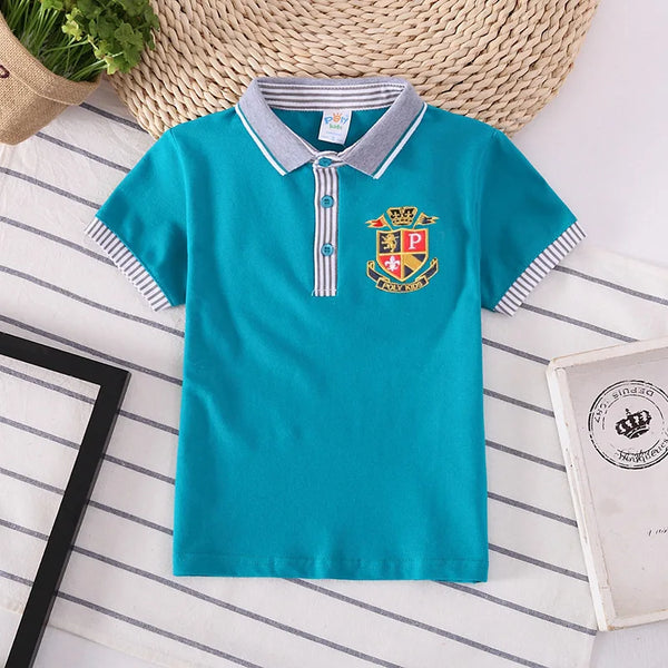 Camisa Polo Infantil Manga Curta com Gola Contrastante
