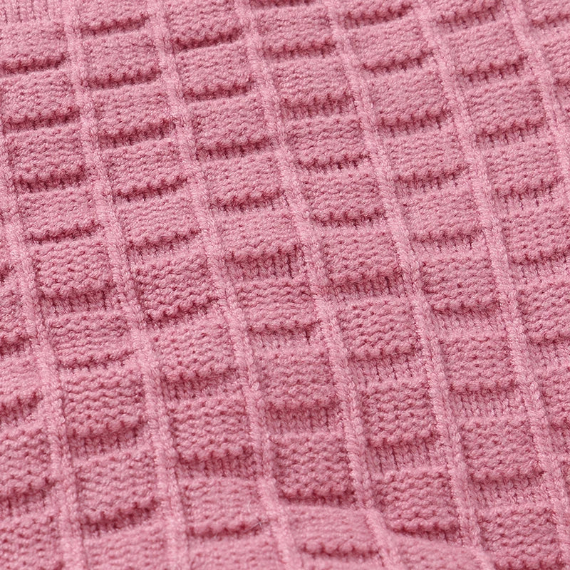 Macacão Jardineira Tricô Rosa com Touca Bebê Menina