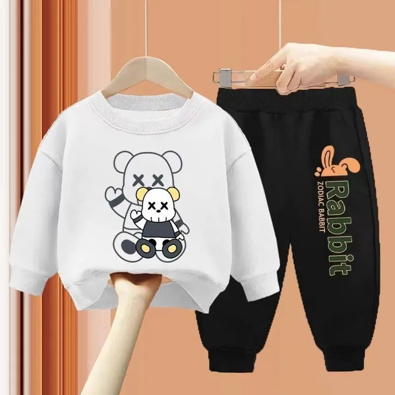 Conjunto Infantil Moletom 2 Peças Blusa Manga Longa + Calça Jogger Preta Rabbit