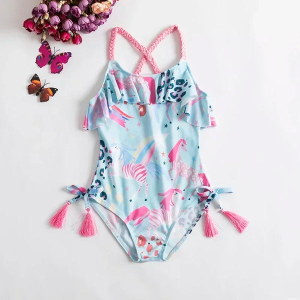 Maiô Infantil Menina Estampados com Babados