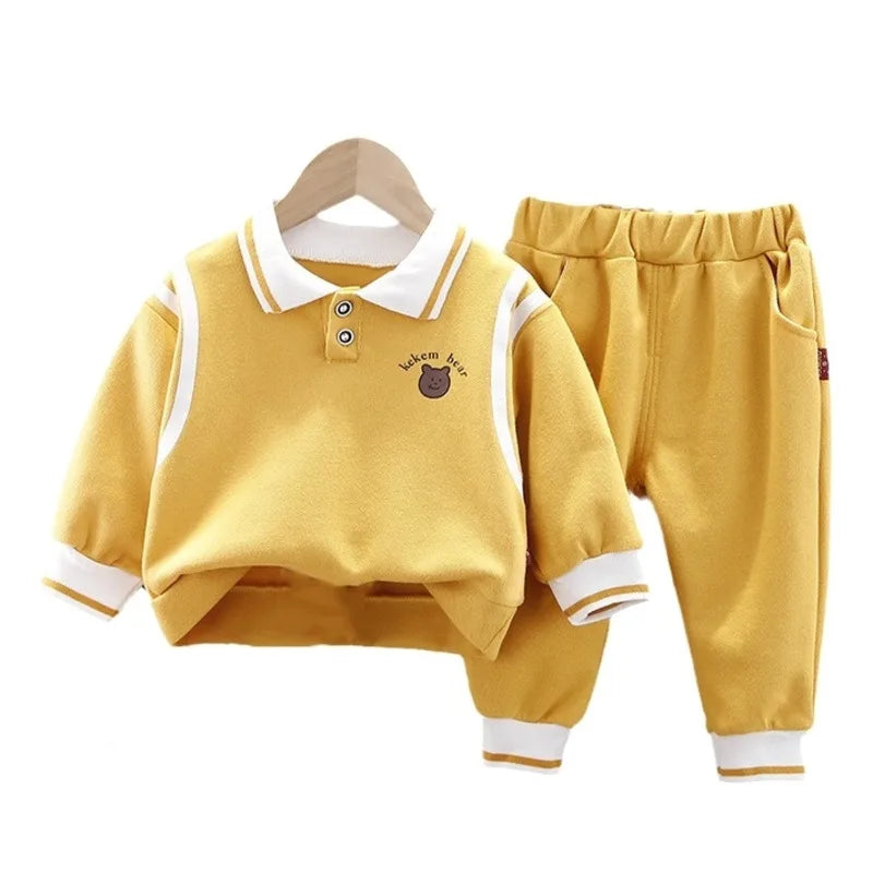 Conjunto Infantil Masculino Look Casual Gola Polo e Calça Jogger 2 Peças