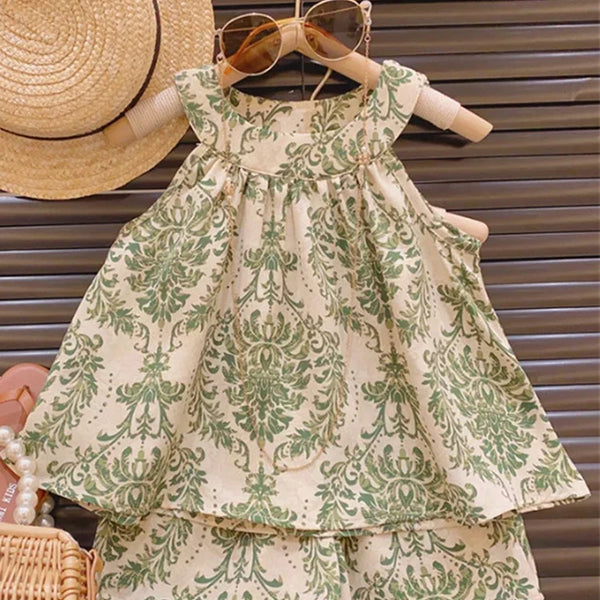 Conjunto Bebê Menina 2 Peças Bata Estampada Arabesco e Short