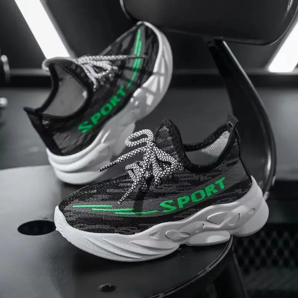 Tênis Infantil Menino em Malha Knit com Cadarço Solado Chunky Esportivo