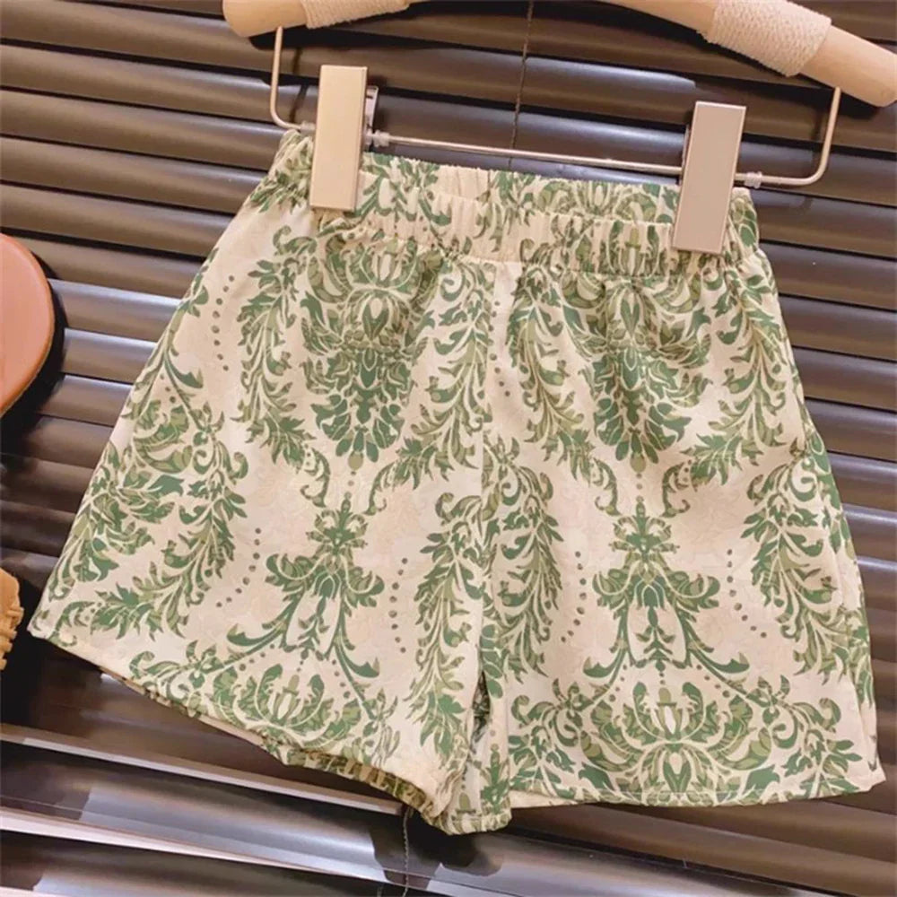 Conjunto Bebê Menina 2 Peças Bata Estampada Arabesco e Short