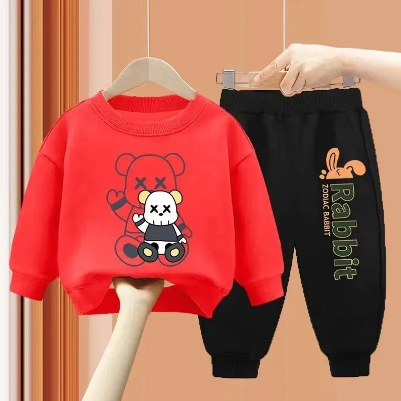 Conjunto Infantil Moletom 2 Peças Blusa Manga Longa + Calça Jogger Preta Rabbit