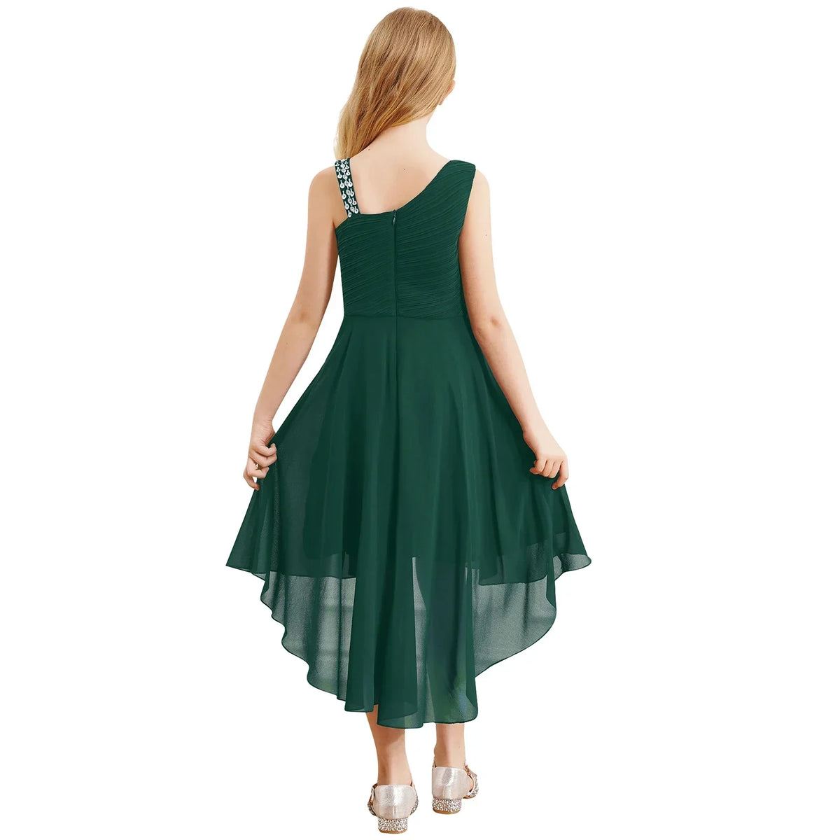Vestido Infantil Menina Festa Um Ombro Só Barra Mullet Assimétrica