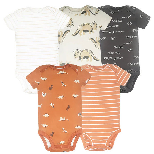 Kit Com 5 Bodies Bebê Maga Curta Casual Unissex