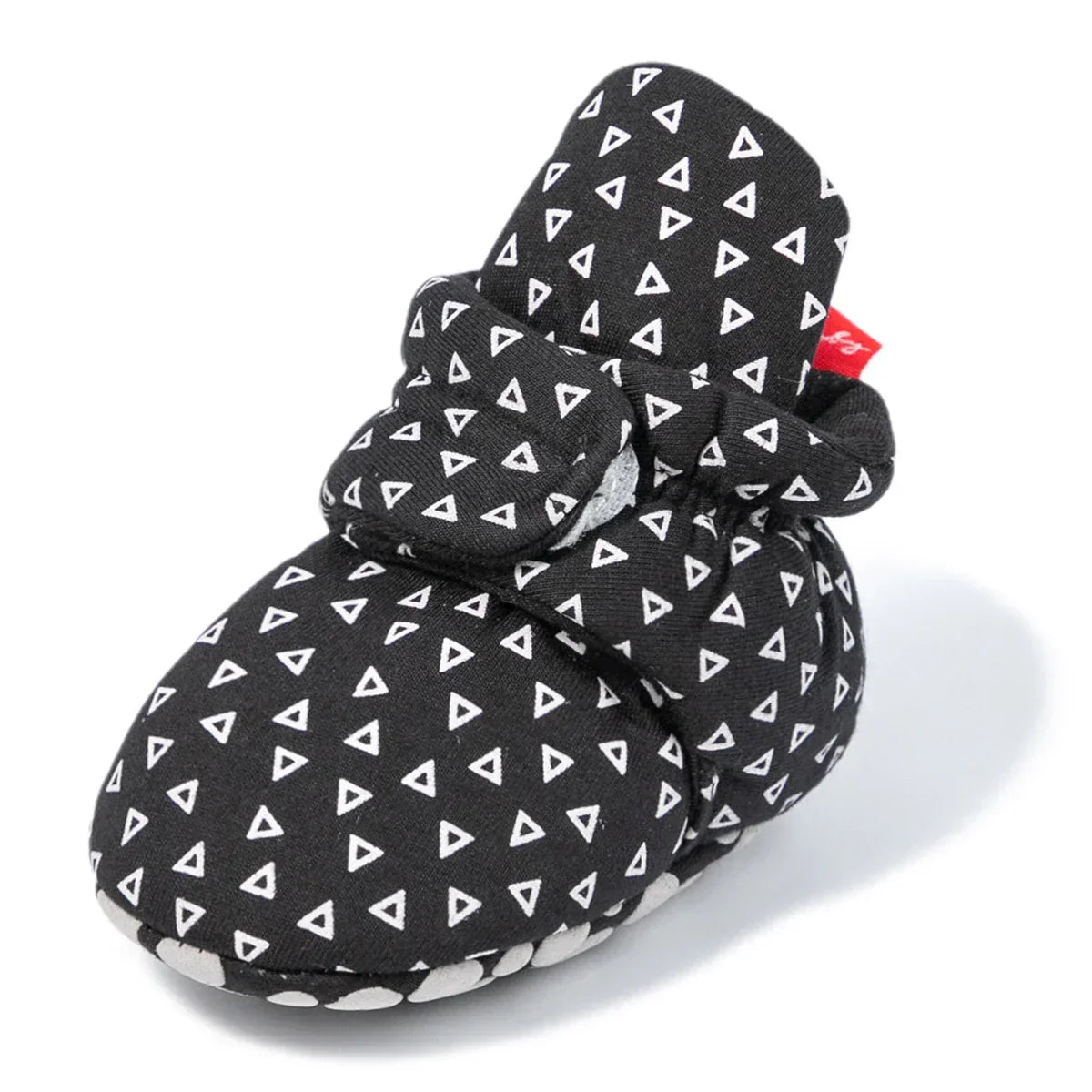 Sapatinho Bebê Tipo Botinha com Faixa Envolvente e Solado Estampado